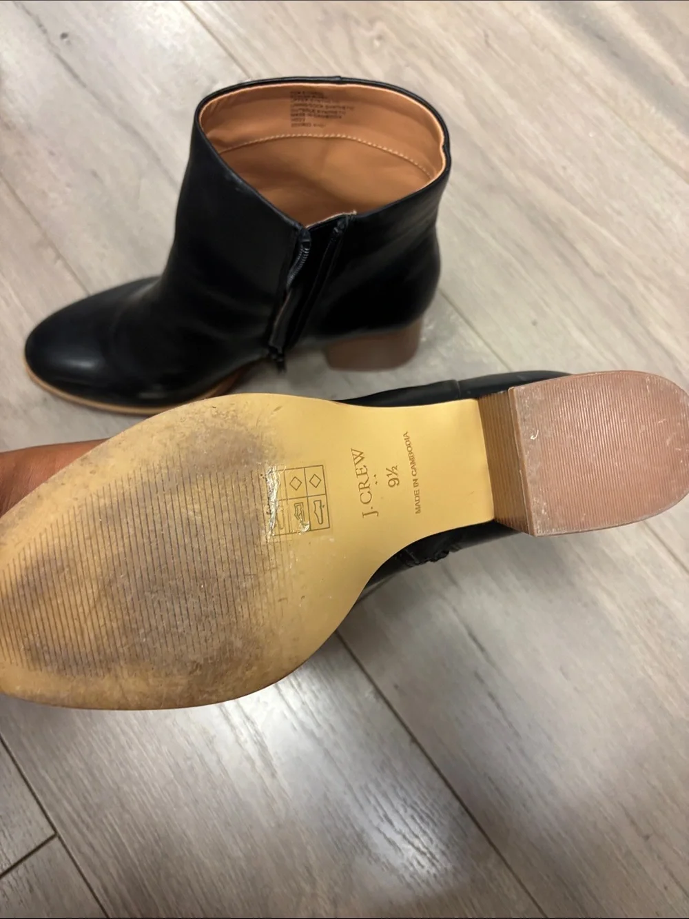 J. Crew Black Leather Ankle heel Booties